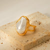 Imitation Baroque Pearl Ring Titanium Steel Electroplating Geometric Open Ring For Women