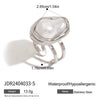 Imitation Baroque Pearl Ring Titanium Steel Non Fading Women's Jewelry With Geometric Design And Electroplating