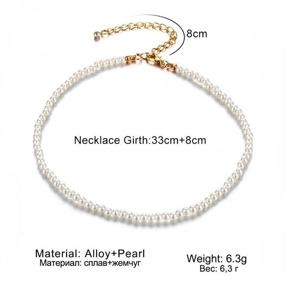 Imitation Pearl Alloy Plastic Resin Necklace With Geometric Design And Inlaid Pearls