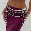 Imitation Pearl And Copper Clad Iron Beaded Tassel Waist Chain For Female Casual Style