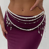 Imitation Pearl And Copper Clad Iron Beaded Tassel Waist Chain For Female Casual Style