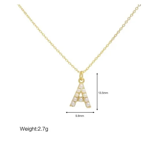 Imitation Pearl Brass 18K Gold Plated Simple Style Classic Style Plating Letter Pendant Necklace