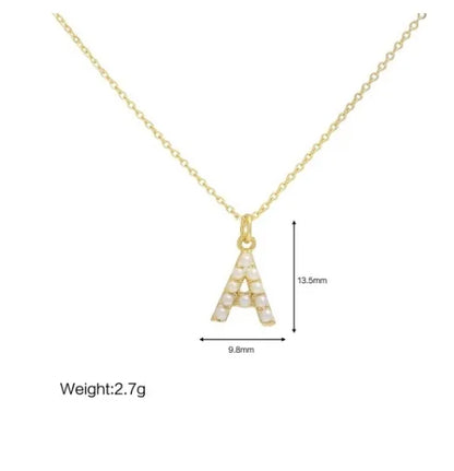 Imitation Pearl Brass 18K Gold Plated Simple Style Classic Style Plating Letter Pendant Necklace