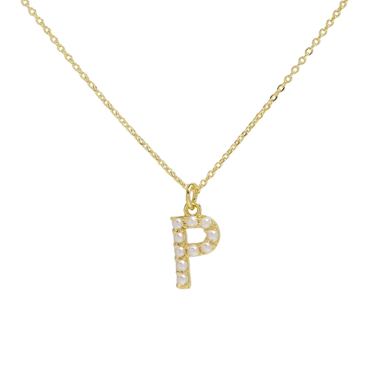 Imitation Pearl Brass 18K Gold Plated Simple Style Classic Style Plating Letter Pendant Necklace