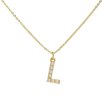 Imitation Pearl Brass 18K Gold Plated Simple Style Classic Style Plating Letter Pendant Necklace