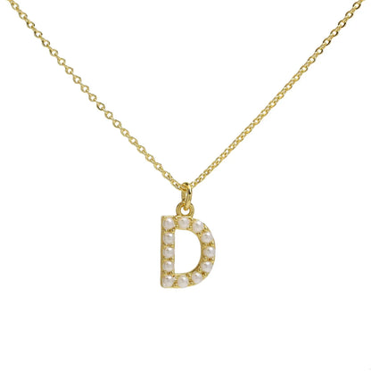 Imitation Pearl Brass 18K Gold Plated Simple Style Classic Style Plating Letter Pendant Necklace