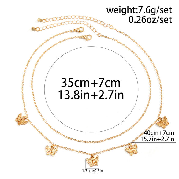 Imitation Pearl Butterfly Geometric Rhinestone Tassel Necklace With Electroplating For Women