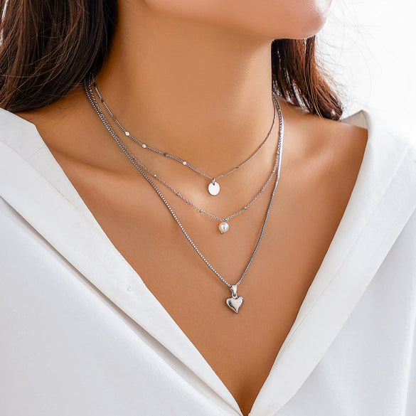 Imitation Pearl Butterfly Geometric Rhinestone Tassel Necklace With Electroplating For Women