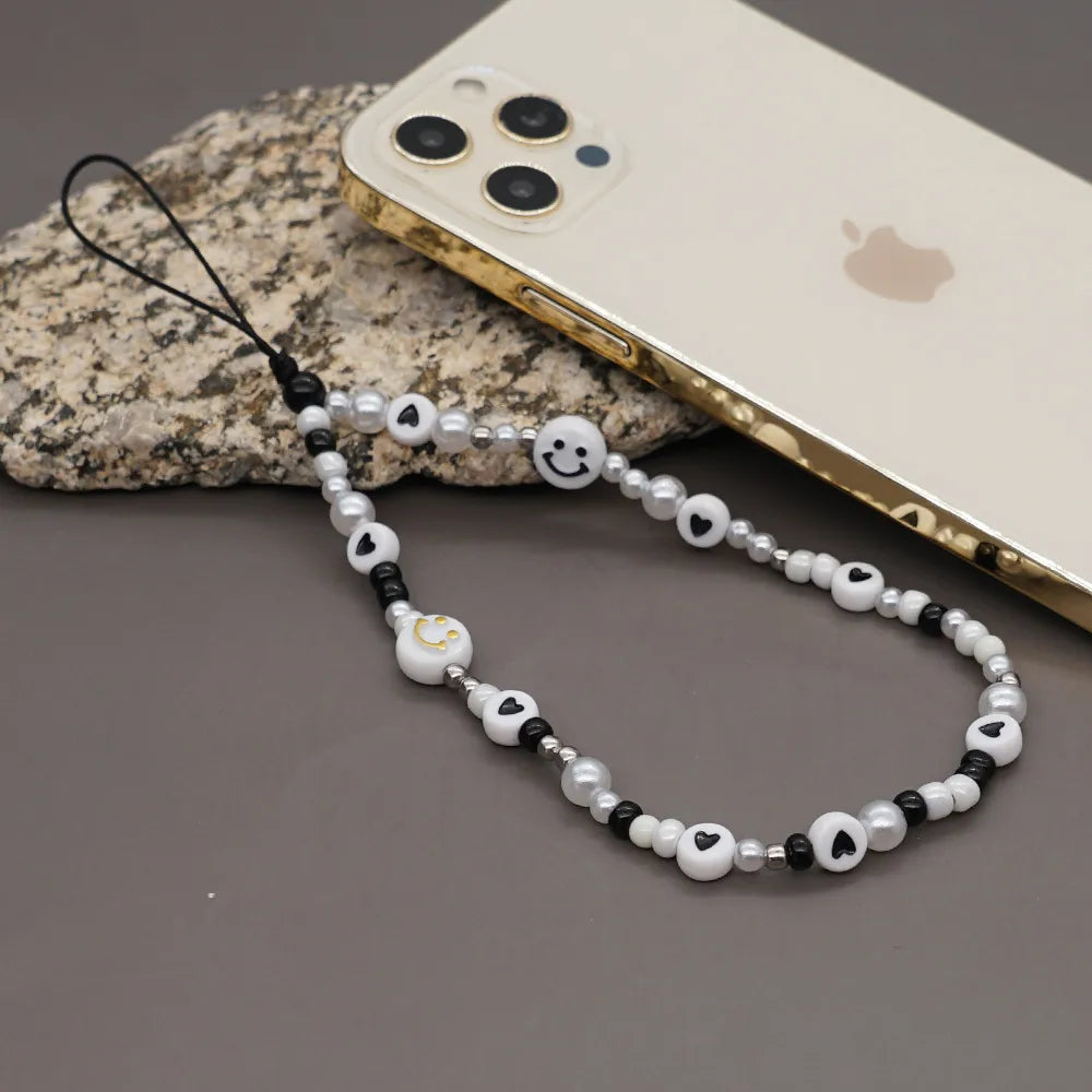 Imitation Pearl Glass Rice Beads Bohemian Style Mobile Phone Lanyard Wholesale Nihaojewelry