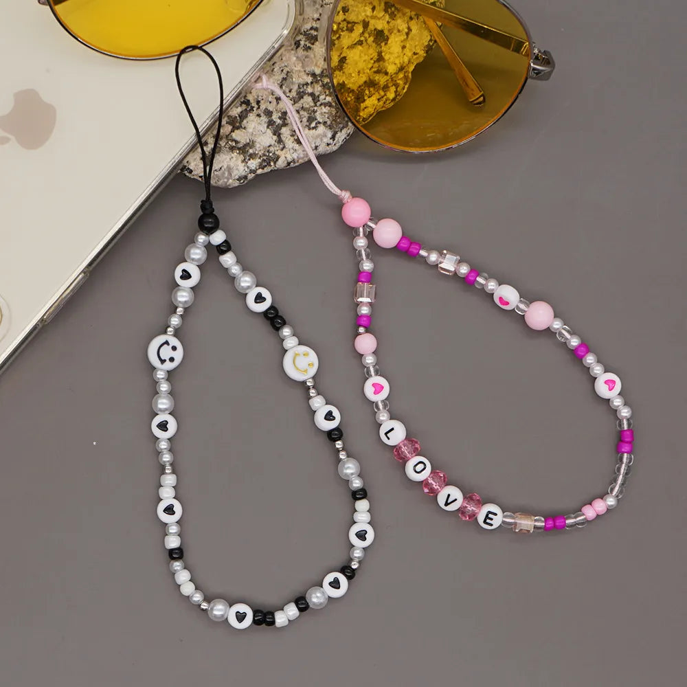 Imitation Pearl Glass Rice Beads Bohemian Style Mobile Phone Lanyard Wholesale Nihaojewelry