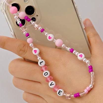 Imitation Pearl Glass Rice Beads Bohemian Style Mobile Phone Lanyard Wholesale Nihaojewelry