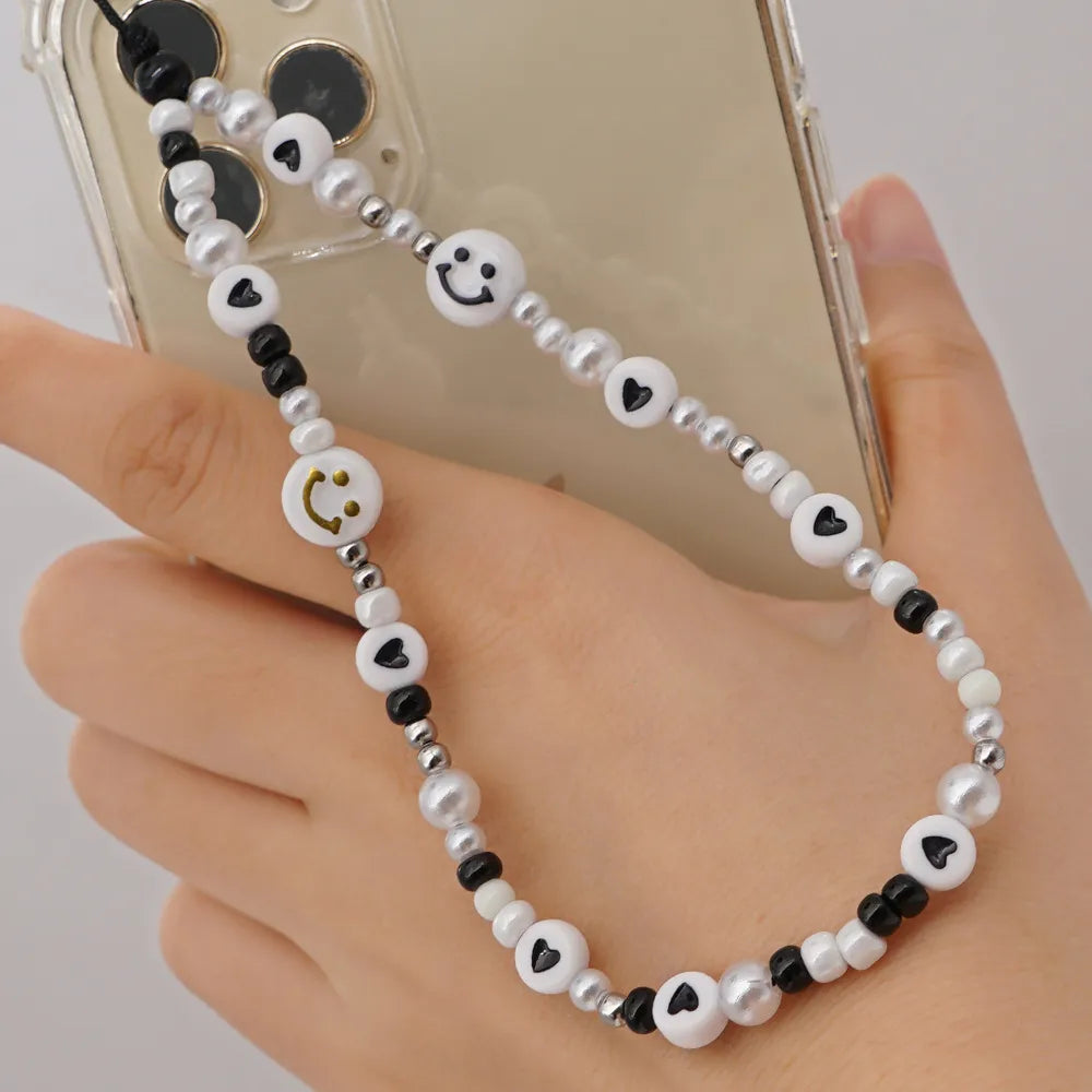 Imitation Pearl Glass Rice Beads Bohemian Style Mobile Phone Lanyard Wholesale Nihaojewelry