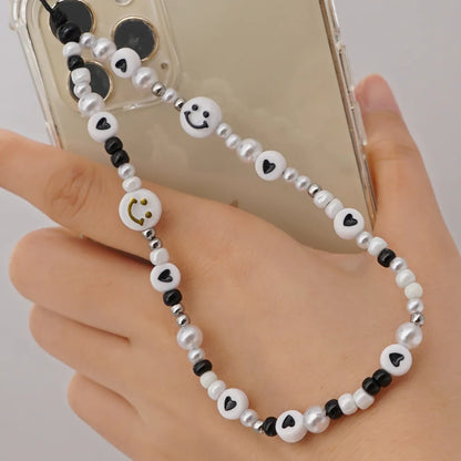 Imitation Pearl Glass Rice Beads Bohemian Style Mobile Phone Lanyard Wholesale Nihaojewelry