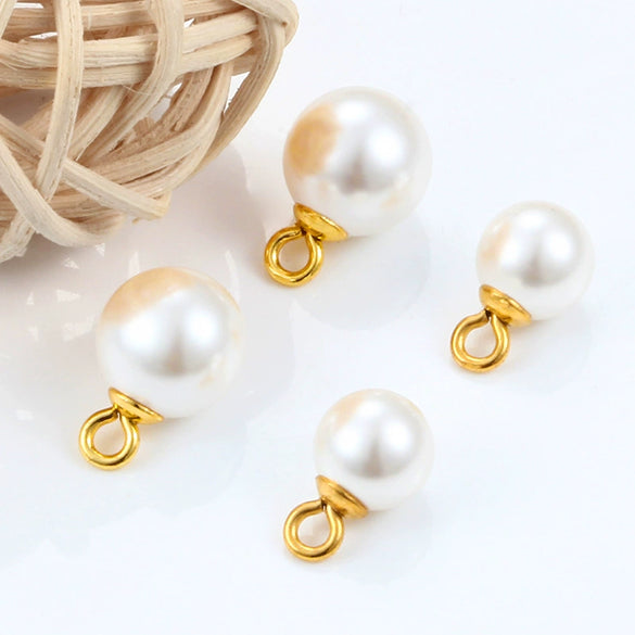 Imitation Pearl Jewelry Accessories Round Beads Stainless Steel Pendant Necklace Bracelet Earrings With Electroplating