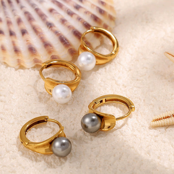 Imitation Pearl Stainless Steel 316L Stainless Steel Rhinestone Electroplated Simple Style Highend Earrings