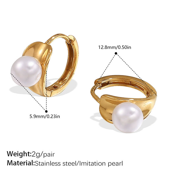 Imitation Pearl Stainless Steel 316L Stainless Steel Rhinestone Electroplated Simple Style Highend Earrings