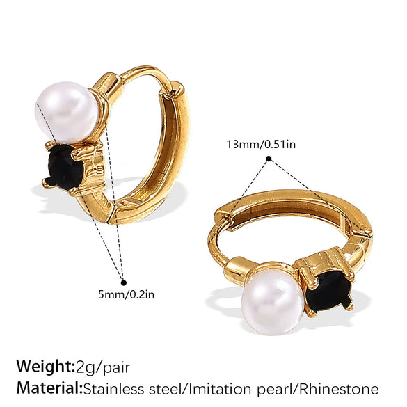 Imitation Pearl Stainless Steel 316L Stainless Steel Rhinestone Electroplated Simple Style Highend Earrings