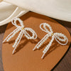 Imitation Pearl Sweet Bow Earrings For Women With Electroplating