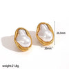 Imitation Pearl Titanium Steel Ring Earrings Jewelry Set Electroplating Irregular Opening