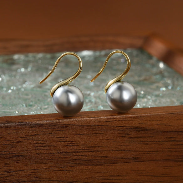 Imitation Pearl Women's Simple Geometric Ear Studs And Ear Hook Earrings