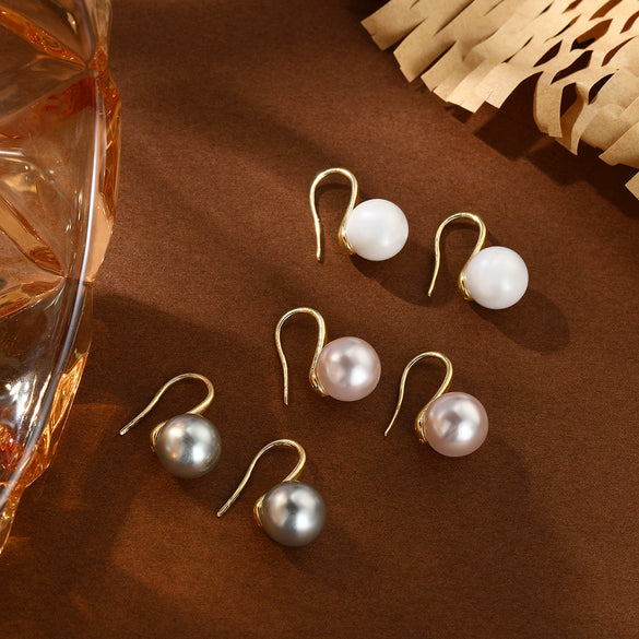 Imitation Pearl Women's Simple Geometric Ear Studs And Ear Hook Earrings