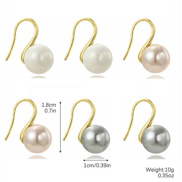 Imitation Pearl Women's Simple Geometric Ear Studs And Ear Hook Earrings