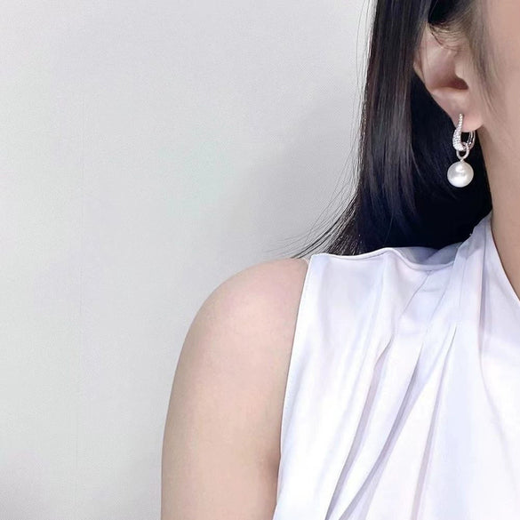 Imitation Pearl Zircon Geometric U Shape Inlaid Women's Earrings
