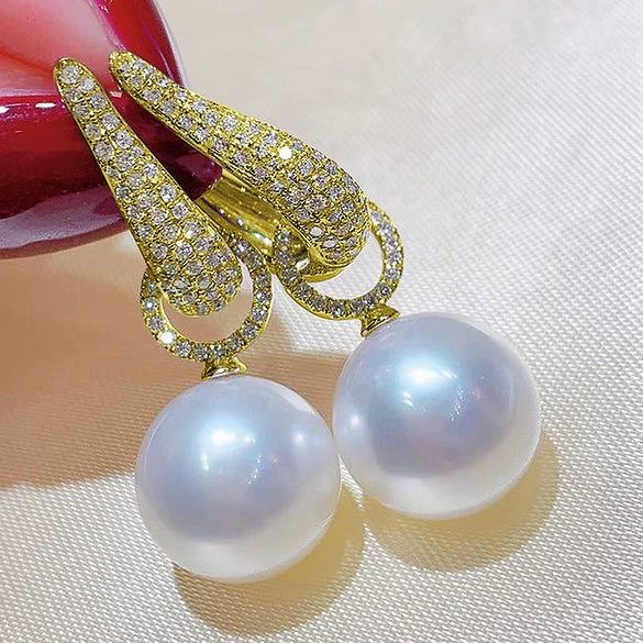 Imitation Pearl Zircon Geometric U Shape Inlaid Women's Earrings