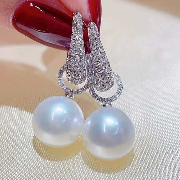 Imitation Pearl Zircon Geometric U Shape Inlaid Women's Earrings