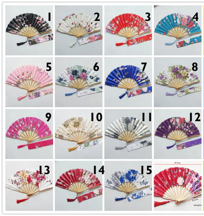 In Stock Cross-Border Satin Dragon Fan Plus Fan Bag S Bone Fan Cheongsam Performance Female Fan Rose Red