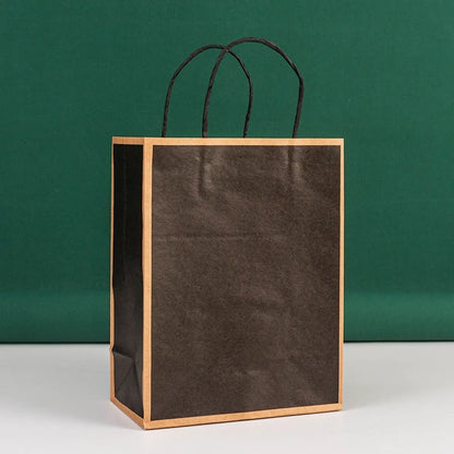 In Stock Frame Paper Bag Takeaway Milk Tea Kraft Paper Tote Bag Coffee Dessert Packing Bag Clothing Shopping Gift Bag