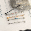 Industrial Barbell Earrings Stainless Steel Wave Style Electroplating Zircon
