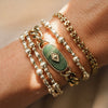 Inlaid African Jade Retro Unisex Titanium Steel Bracelet With Geometric Design And Electroplating