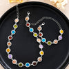 Inlaid Colorful Zircon Bracelet Necklace Jewelry Suit For Women Alloy Electroplated With Love Water Drops Bell Patterns High Sense Geometric Style