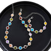 Inlaid Colorful Zircon Bracelet Necklace Jewelry Suit For Women Alloy Electroplated With Love Water Drops Bell Patterns High Sense Geometric Style
