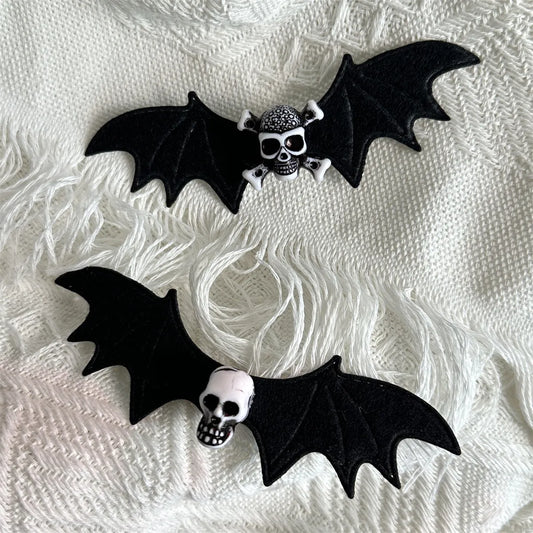 Ins Black Sweet Cool Earth Disco Hip Hop Dark Skull Barrettes Black Bat Demon Wings Side Clip Harajuku Hairclip Accessories