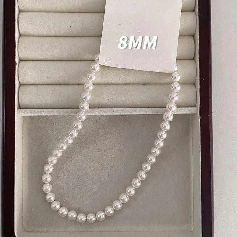 Ins Blogger Light Luxury French Sweet Personality Internet Influencer Pearl Necklace All-Match Niche Clavicle Chain Neck Chain Necklace Female