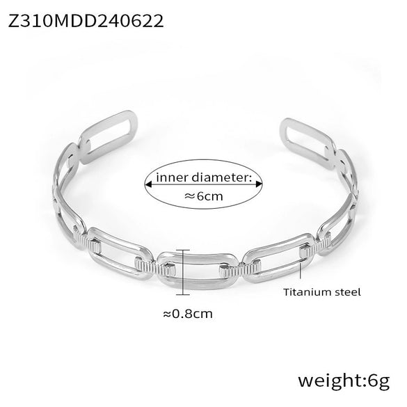 Ins Classic Chain Type Open Titanium Steel Bracelet With Vacuum Plating And Simple Trend Design