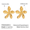 Ins Gold And Silver Color Matching Doublesided Flower Design Earrings In 18K Gold Plated Stainless Steel For Women