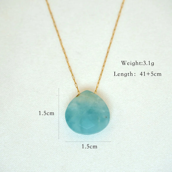 Simple Style Water Droplets Natural Stone Titanium Steel Plating Women'S Pendant Necklace