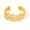 Ins Retro Fashion Multilayer Twist String Steel Ball Titanium Steel Open Bracelet 18K Gold Plated