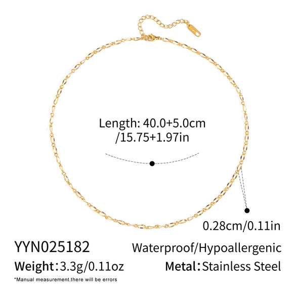 Ins Simple Versatile Popular Women's Summer Stainless Steel Necklace And Bracelet Set With Geometric Pattern And Electroplating