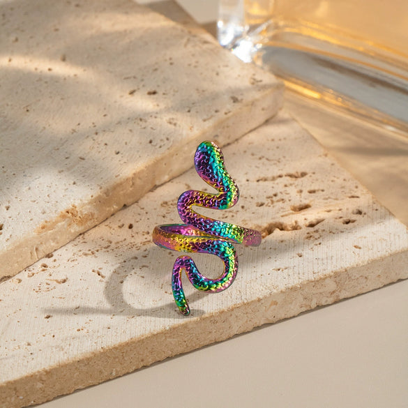 Ins Snake Ring Simple Fashion Women's Jewelry Accessories In Stainless Steel With Geometric Shape And Electroplating