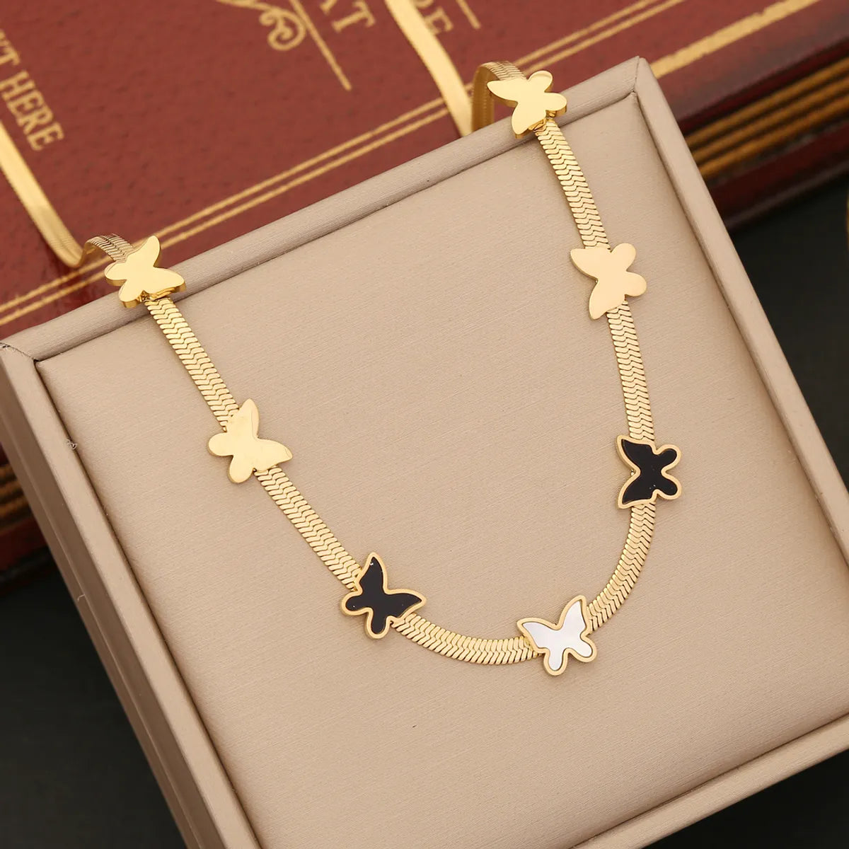 Stainless Steel 18K Gold Plated IG Style Animal Butterfly Bracelets Earrings Necklace