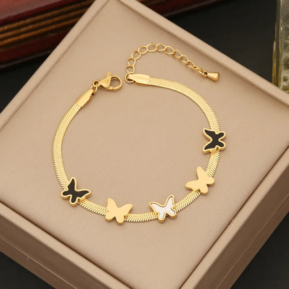 Stainless Steel 18K Gold Plated IG Style Animal Butterfly Bracelets Earrings Necklace