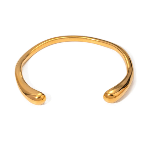 Ins Style Asymmetrical Open Bracelet Stainless Steel 18K Gold Plated Electroplated Geometric