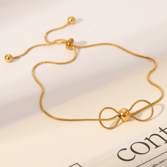 Ins Style Bow Shape Titanium Steel And Stainless Steel Electroplated Women's Bracelet