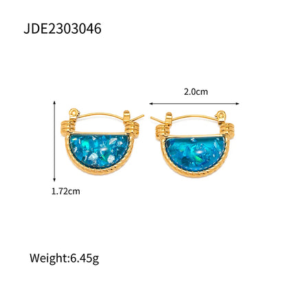 Wholesale Jewelry INS Style Casual Sector 304 Stainless Steel Resin Plating Inlay Rings Earrings Necklace