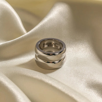 Ins Style Circle Stainless Steel Wide Band Ring Rings