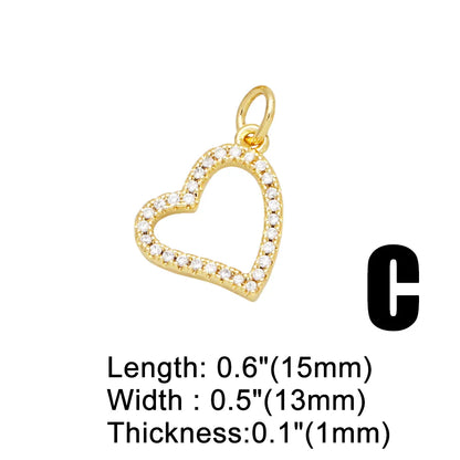 Ins Style Cross Angel Heart Shape Copper Plating Zircon 18k Gold Plated Pendants Jewelry Accessories